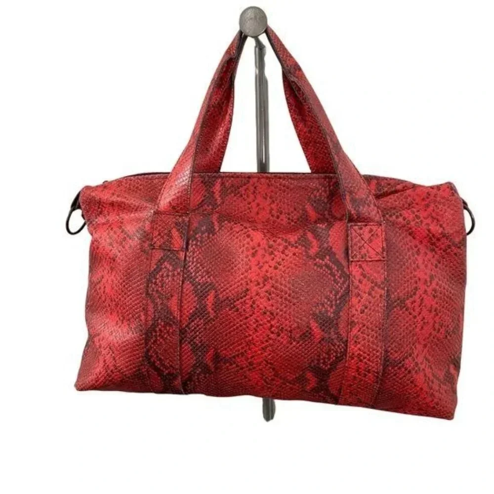 Lalla Marrakech Snake Printed Leather Convertible Shoulder Travel Bag